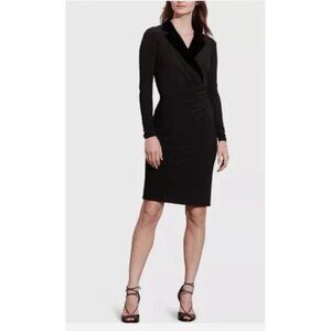 Lauren Ralph Lauren Tuxedo Dress Black Velvet Lapel‎ Stretch Women's Sz 10P B32